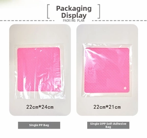 Pink honeycomb silicone placemat with non-slip texture in PP and OPP packaging