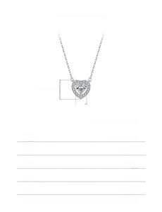 Detail specifications for 925 sterling silver heart necklace with 0.50ct moissanite