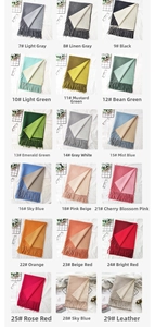 Detailed grid view showing various double-sided cashmere-like scarves with fringe edges