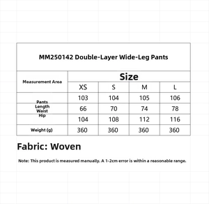 Größentabelle für hoch taillierte Weithals-Hose mit Maßen von XS bis L in cm