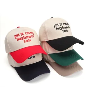 Put It On My Husbands Tab Baseball Cap Cotton Canvas Color Block Adjustable Retro Trucker Hat Sun Shade Streetwear