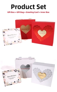 Detailed gift box set with Everlasting Love lettering heart seal and matching paper bag