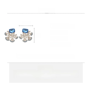 Detailed size specifications for blue flocked fan earrings with dimensions of 3.5x4cm