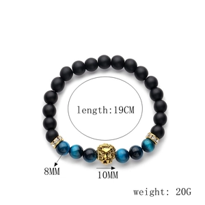 Tiger eye and matte bead bracelet detail showing 19cm length and 8mm bead size