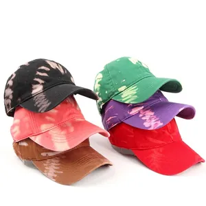 Casquette De Baseball Tie Dye Coton Protection Solaire Réglable Bord Incurvé Streetwear Hip Hop Chapeau Hommes Femmes
