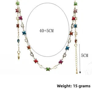 Detailed view of candy color star pendant necklace with 40+5cm adjustable length