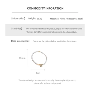 Détails du collier de perles à nœud en diamant avec longueur de 43,5 cm et alliage durable