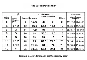 Comprehensive international ring size chart for measuring circumference and diameter