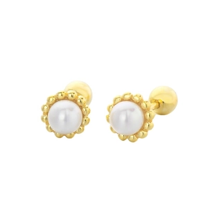Elegant 925 sterling silver mini pearl flower stud earrings with secure screw back