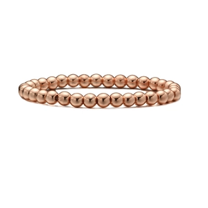 Bracelet extensible rétro pour hommes en perles d'hématite or rose au fini poli miroir