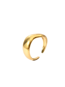 Macro shot of 18k gold plated wide open ring with high polished smooth finish