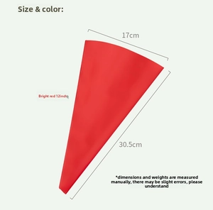 Detailed view of 12-inch red silicone piping bag with 30.5cm length for cake decorating