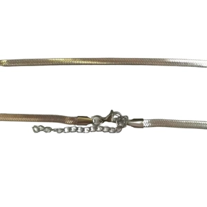 Detailed macro view showing the lobster clasp and extension chain of the flat snake necklace