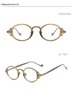 Detail of bronze steampunk sunglasses showing intricate carvings on bridge and temples