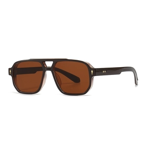 Retro tortoise shell thick frame sunglasses with gold arrow rivet inlays and tinted lenses