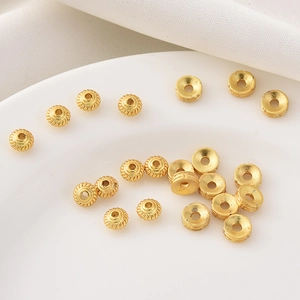 18K matte gold flying saucer beads and spacer rondelles for DIY jewelry making