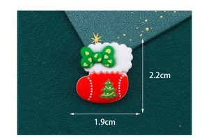 Detail of DIY Christmas resin boot charm with tree pattern and size measurements