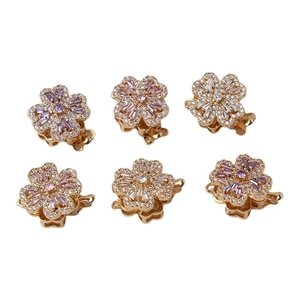 Rotating cz flower clasp set for jewelry making in pink white and purple gold plating