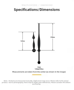 Detail of 1064 black metal clock hands with 160mm hour hand and 238mm minute hand