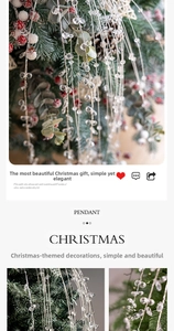 Detail of clear beaded Christmas tree pendant ornament with hanging crystal effect