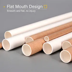 Biodegradable paper straws with smooth flat-cut edges in white and kraft brown colors