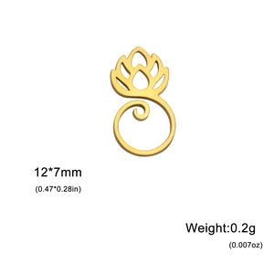 18K gold plated stainless steel lotus charm pendant 12x7mm for DIY jewelry making