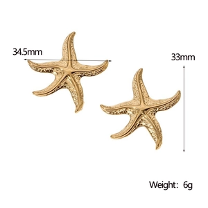 Dimensions détaillées des boucles d'oreilles étoile de mer de 34,5mm et 6g
