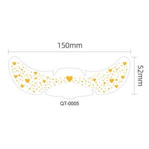 Waterproof freckle tattoo sticker with yellow heart patterns, dimensions 150mm x 52mm