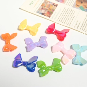 Colorful UV plated acrylic bow beads in assorted macaron colors for DIY jewelry making