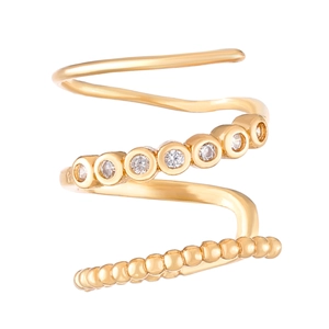 Elegant multi-layer spiral ear cuff with sparkling diamonds and gold-tone finish for women