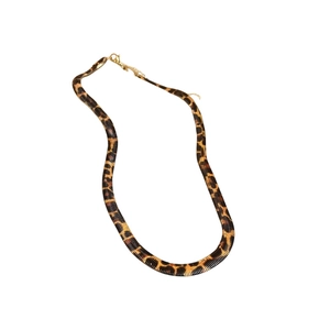 Flache goldene Schlangenkette mit Leopardenmuster im Vintage-Maillard-Stil und Verlängerung