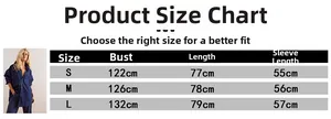 Detailed size chart for women's oversized vintage denim shirt with bust and length guide