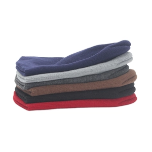 Detailed knit texture and color selection of versatile winter beanies in six shades