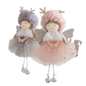 Muñecas ángel de Navidad de felpa con astas de reno y faldas de malla delicadas