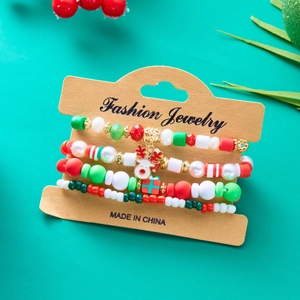 Detailed set of Christmas theme bracelets with acrylic beads and reindeer charms