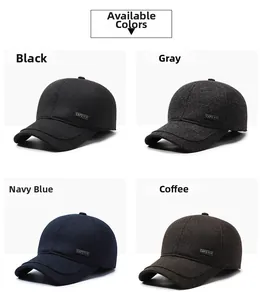Winter baseball caps for men in black, gray, navy and coffee colors with ear protection