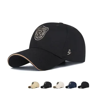Unisex Cotton Baseball Cap With Shield Embroidery Logo Adjustable Metal Buckle Sun Protection Vintage Outdoor Hat
