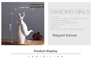 Detailed dimensions of white ceramic curvy dancer sculpture showing 30x16x8 cm size
