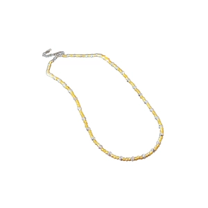 18k gold plated two-tone bead necklace featuring gold and silver spherical links