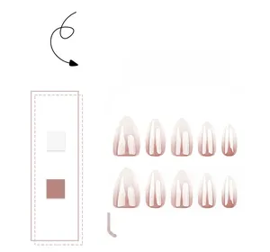 Dettaglio di unghie finte a mandorla con sfumatura cromo rosa ed effetto specchio