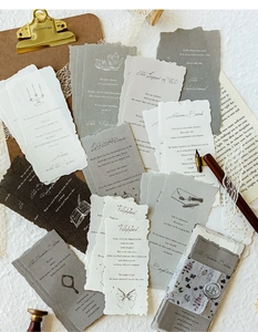 Macro view of vintage aesthetic paper with torn edges and artistic English typography
