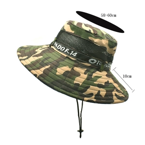 Men's camouflage outdoor fishing hat with breathable mesh and adjustable wind rope