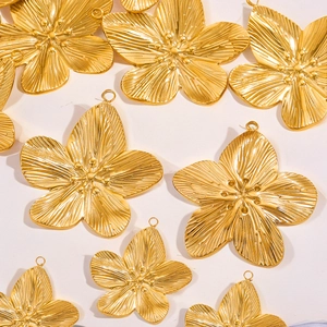 Flower Charms Stainless Steel Petal Floral Pendants Textured Metal DIY Jewelry Making Findings For Necklace Earrings
