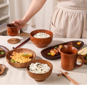 Detailed close-up of natural wood grain on high-quality Nordic style wooden tableware