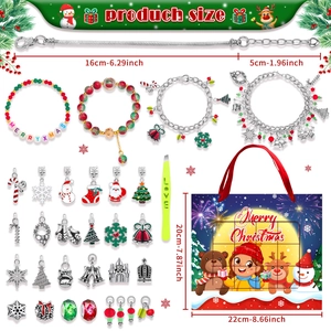 DIY Christmas charm bracelet kit with beads, pendants, and festive gift bag
