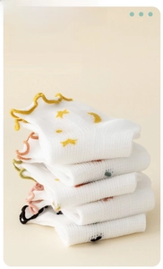 Detailed macro view of breathable mesh toddler socks with colorful wavy ruffle cuffs
