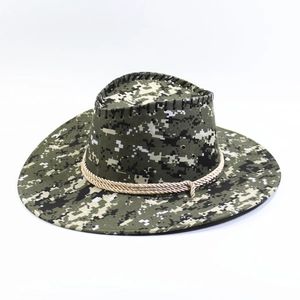 Chapeau de cowboy western professionnel camouflage numérique avec large bord soleil