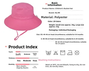 Guida alle taglie e istruzioni di lavaggio per cappello da sole per bambini in rosa