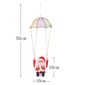 Electric musical parachute Santa Claus holiday decoration hanging toy, 56cm total height