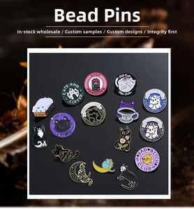 Detailed collection of fifteen colorful cat and coffee themed enamel lapel pins